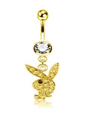 Gold Crystal PLAYBOY Bunny Belly Ring – Women’s Navel Jewelry